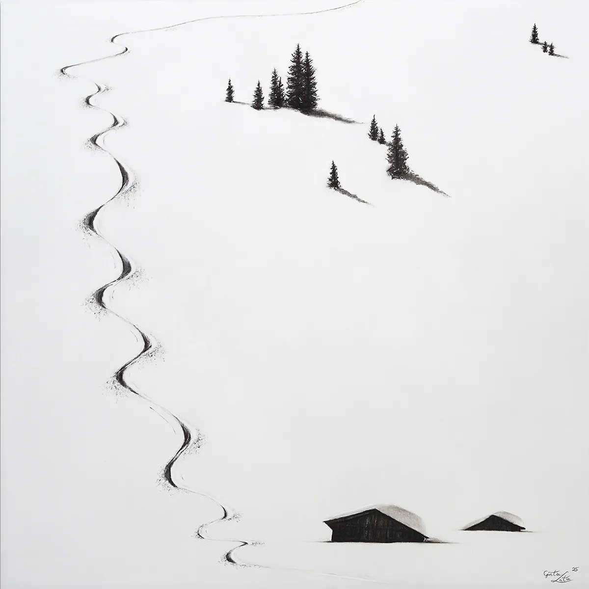 Abfahrt im Pulverschnee