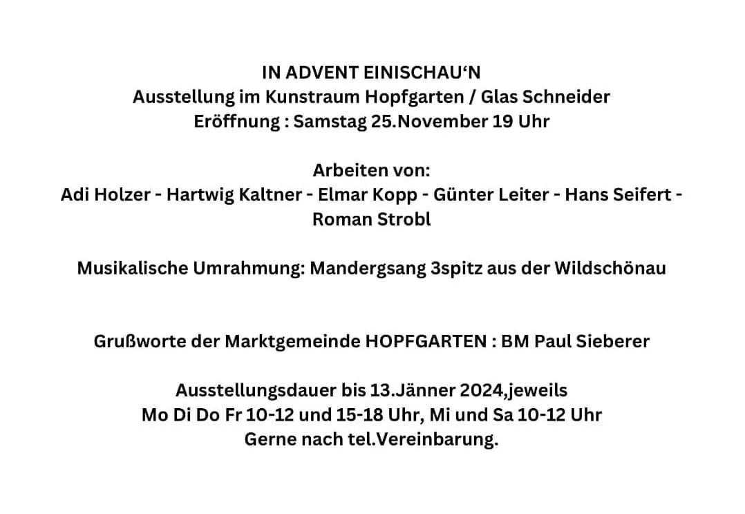 In Advent einischaun - Kunstraum Hopfgarten