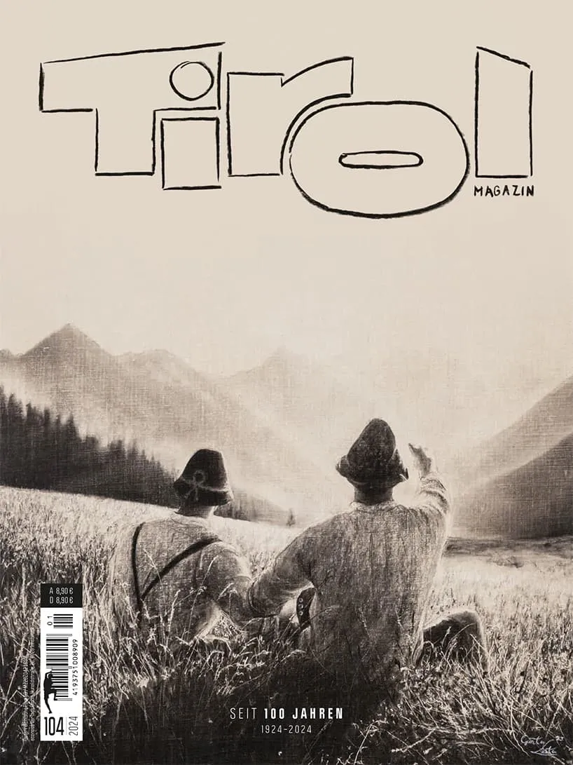 Die Jubiläumsausgabe des Tirol-Magazins mit dem Werk Gipfelzeiger am Cover